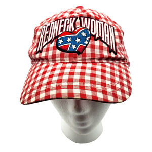 Redneck Woman Red White Checked Embroidered Ball Cap Cotton One Size
